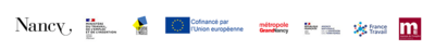 logos des partenaires : ville de Nancy, ministère du travail de l'emploi et de l'insertion, département de Meurthe-et-Moselle, Union européenne, Métropole du grand Nancy, Agence nationale de la cohésion des territoires, France travail, Maison de l'Emploi