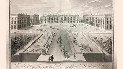 Dessin de la place Stanislas en construction